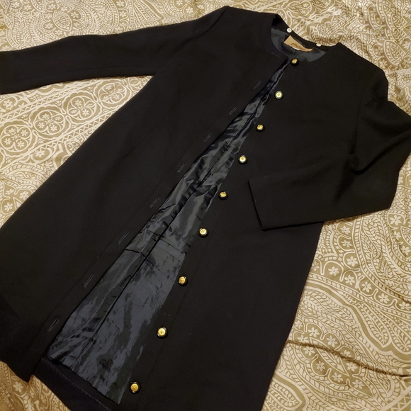 Long navy button-down coat - Picture 1 of 10